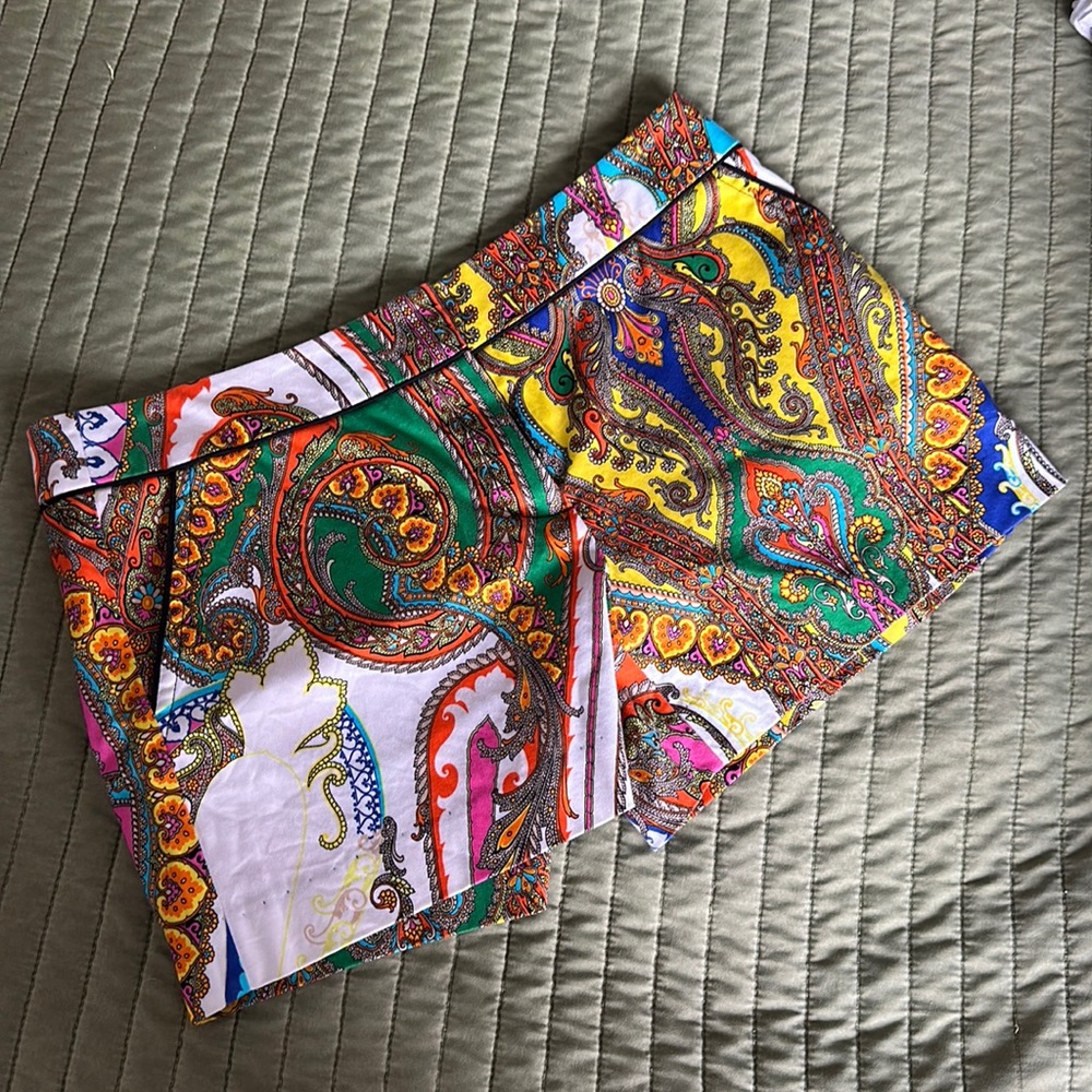 Trina Turk Size 8 Multi Color Cotton Blend Shorts